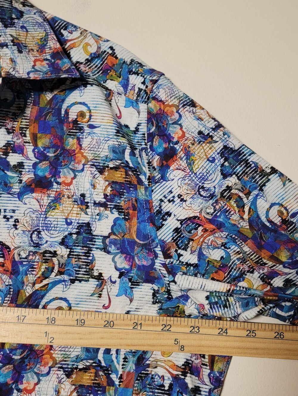 Robert Graham men's Blue Multi Floral Button-Up Shirt XL Classic Fit Abtract Y2K - Picture 9 of 10